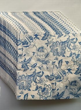 Blue Flower Paper Napkins Decoupage 青花瓷蝶骨巴特印花餐巾纸