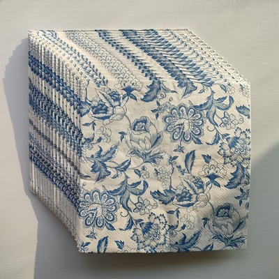 Blue Flower Paper Napkins Decoupage 青花瓷蝶骨巴特印花餐巾纸