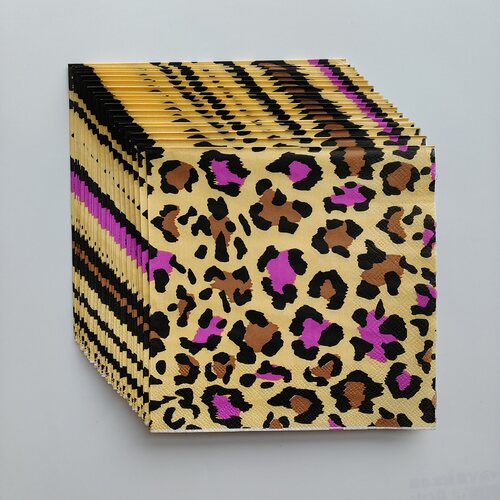 豹纹印花派对纸巾摆盘装饰 Leopard Print Paper Napkins Party