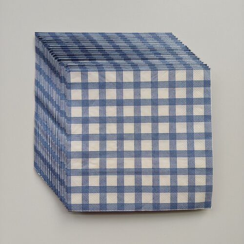 蓝色格子印花纸巾 Blue Plaid Paper Napkins Luncheon Napkins
