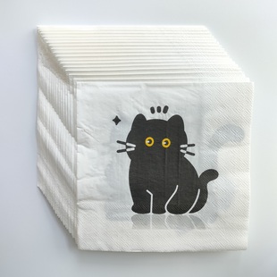 Cute Black Cat Paper Napkins Party Decoupage 可爱猫咪餐巾纸