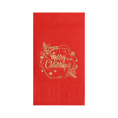 烫金红色圣诞节派对纸巾Gold Foil Christmas Party Paper Napkin
