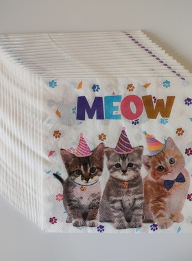 Cute Cat Paper Napkins Party Supplies 可爱猫咪印花餐巾纸巾