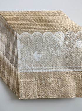 Linen Pattern Flower Paper Napkins Party亚麻布花纹高级餐巾纸