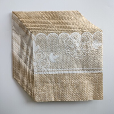 Linen Pattern Flower Paper Napkins Party亚麻布花纹高级餐巾纸