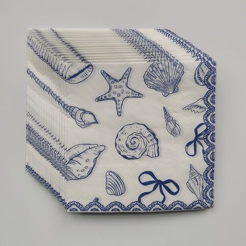 海洋风海螺贝壳鱼派对纸巾摆盘 Ocean Shell Conch Paper Napkins