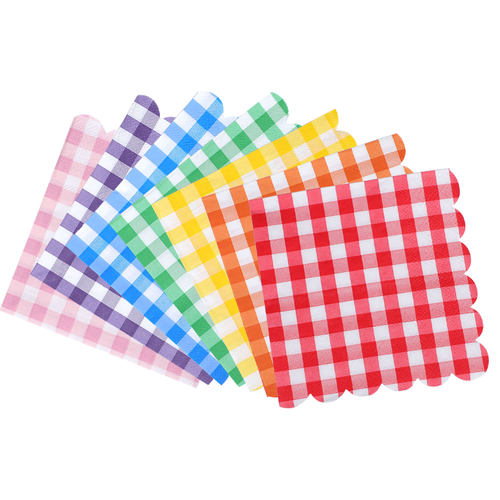 小方格子印花花边派对纸巾24*24cm Plaid Scallop Paper Napkins