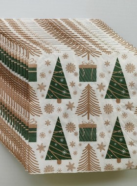 Christmas Tree Paper Napkins Decoupage 圣诞节派对印花餐巾纸