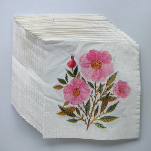 Pink Floral Paper Napkins Decoupage 蝶骨巴特婚礼酒店餐巾纸