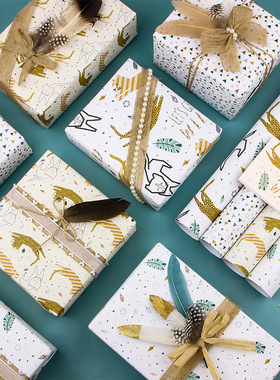 5PCs Golden Leopard Gift Wrapping Paper 金色豹礼物包装纸高级