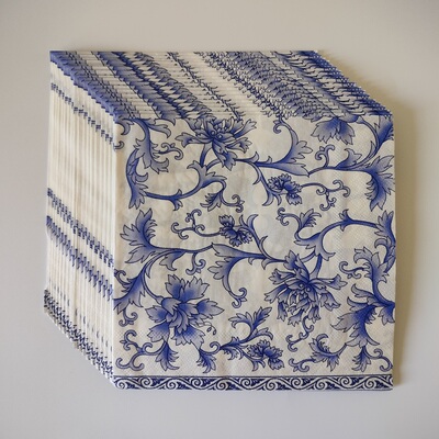 Blue White Flower Paper Napkins Decoupage 青花瓷印花餐巾纸巾