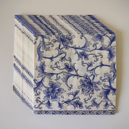Blue White Flower Paper Napkins Decoupage 青花瓷印花餐巾纸巾