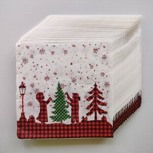 Christmas Buffalo Plaid Paper Napkin圣诞节水牛格子雪花餐巾纸
