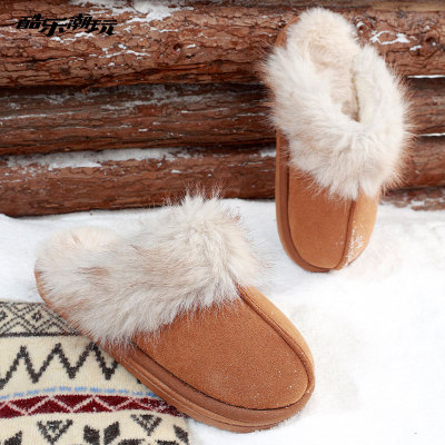 酷乐潮玩复古毛毛棉拖鞋外穿秋冬季厚底增高室内家居毛绒毛拖鞋