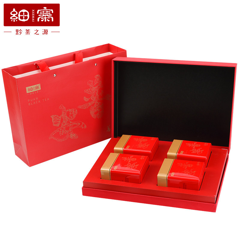 细寨普安红一级红茶贵州高山茶叶甘甜清爽礼盒套装四盒装300g包邮