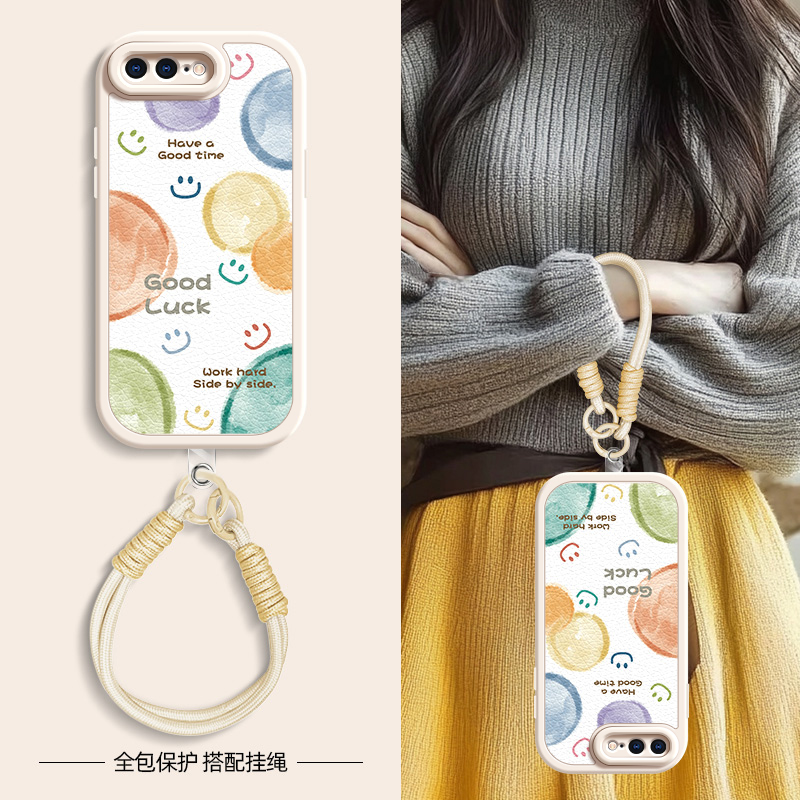 气泡笑脸适用苹果11ProMax手机壳iphoneX套7/8plus新款x/xr秋冬斜挎挂绳iphone11pro新年6splus女款xsmax
