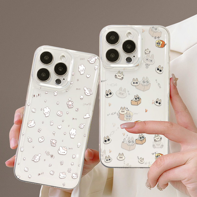 适用新款iphone15手机壳苹果13promax/16/12小卡猫14pro透明软壳7/6s网红8plus/xr/11/6/xsmax卡通可爱女款