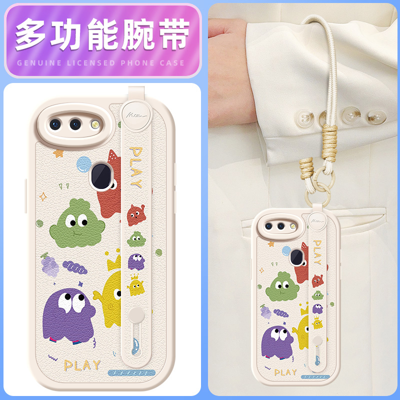 彩色怪兽适用oppor17pro手机壳r15标准版保护套oppor15梦境版oppor11s新款r17oppo腕带斜跨挂绳r11女款可背