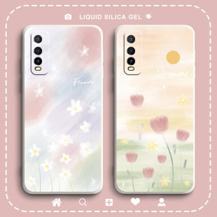 治愈白花适用vivoy70s手机壳y51s/y7s/y97/y30g/52s新款53s/液态硅胶y5s/y66/y67女男y70t/y73s/y77/y85/93s