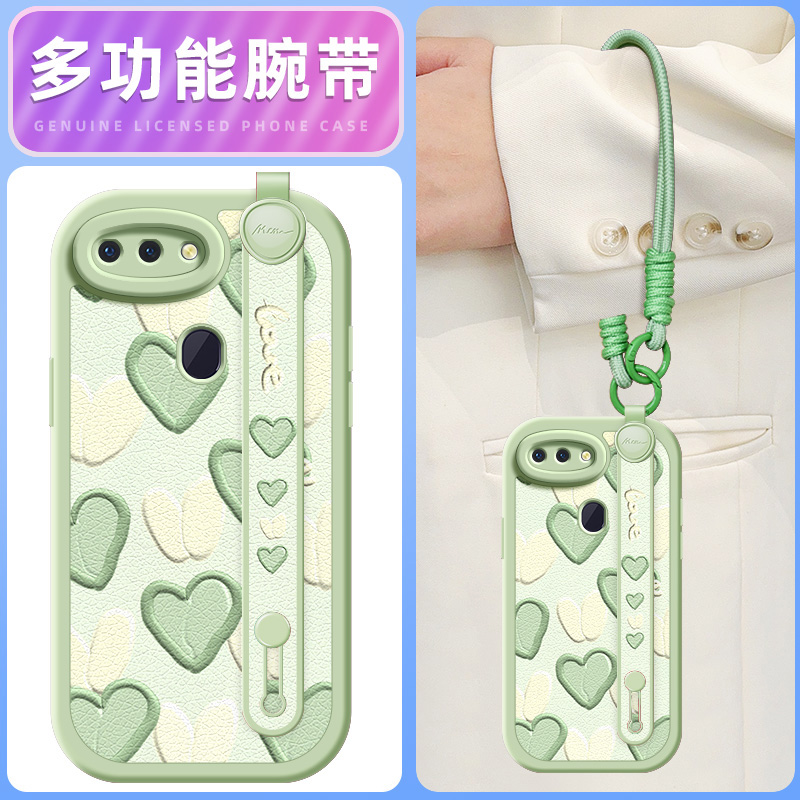 绿色爱心适用oppor17pro手机壳r15标准版小羊皮oppor15梦境版oppor11s新款r17oppo腕带斜挎挂绳r11女款可背