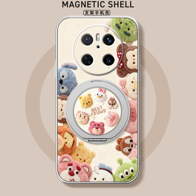 适用华为mate70pro手机壳女款mate60pro+小羊皮全包新款mate50旋转支架mt40防摔60por硅胶mate30卡通毛绒萌宠