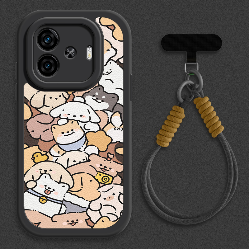 叠叠狗狗适用iqooz10turbo手机壳vivoiqooz9turbo+小羊皮iqoo z8/z8x/z7/z7i/z6/z5/z5x新款iqoou3/u1挂绳