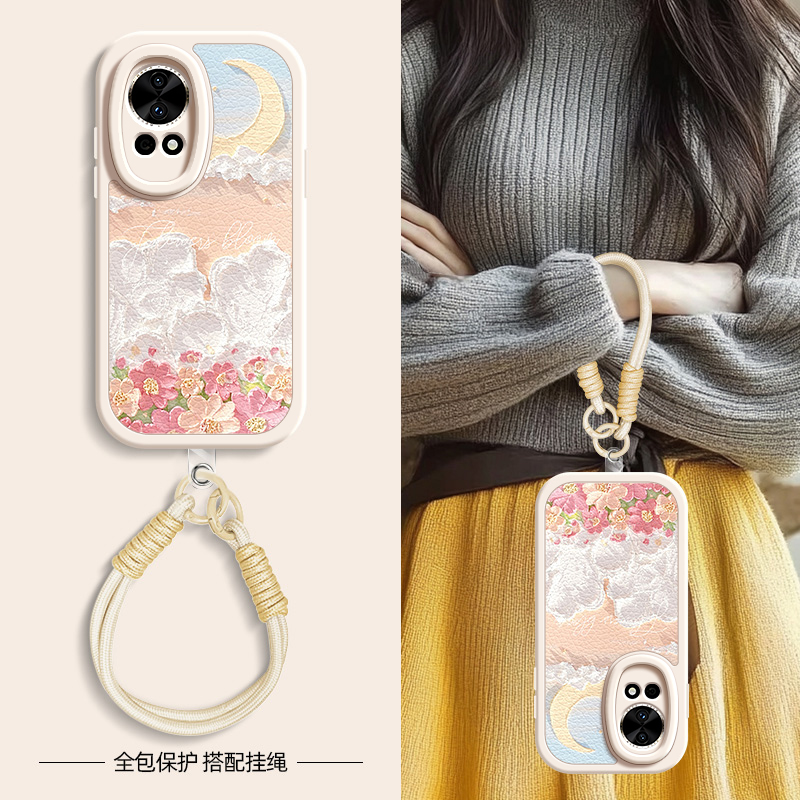 油画花海适用华为nova13手机壳nova11pro小羊皮nove10新款novo12ultra春夏斜挎挂绳12活力版10z女款11SE网红u