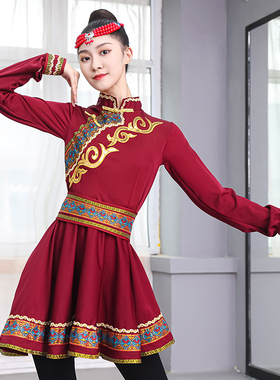蒙古舞蹈演出服女学生考试艺考蒙族少数民族成人考级练习练功服装