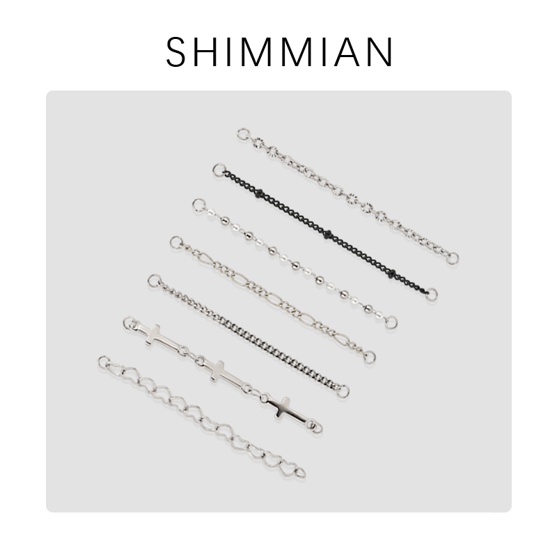 SHIMMIAN简约爱心十字架无针耳链