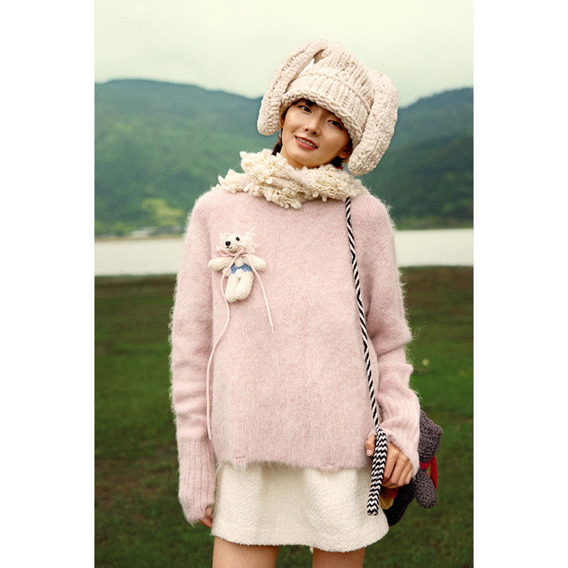 ANGEL CHEN陈安琪 AW24 贝灵顿梗手钩拉毛毛衣