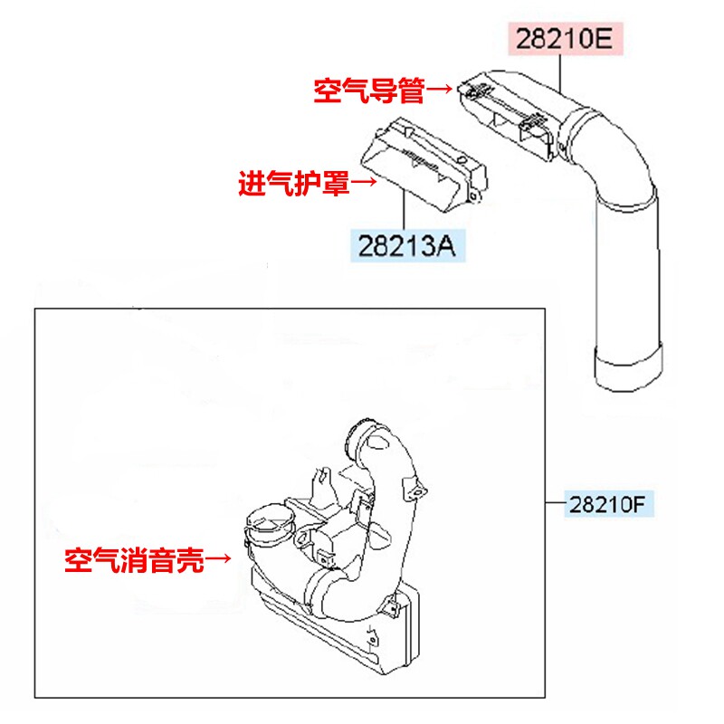 朗动K3空气壳总成消音箱进气导管