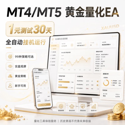 顺势趋势MT5黄金趋势EA量化交易mt4策略风险控制稳健复利自动挂机