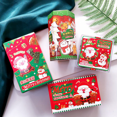 新品平安夜圣诞节盒装零食多款式饼干小馒头果冻糖果喜礼搭配喜铺