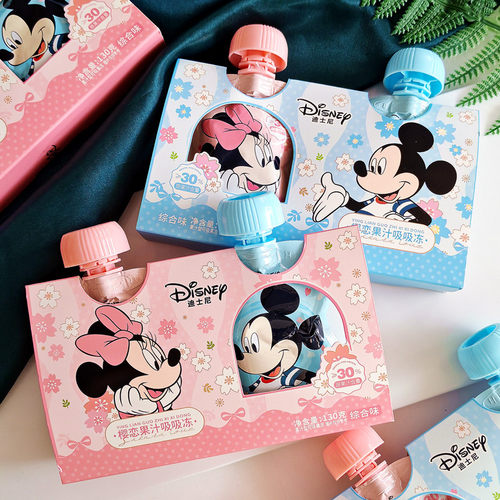 迪士尼樱恋果汁吸吸冻130克综合味卡通果冻两支装儿童宴会零食礼