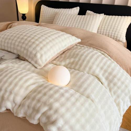 冬季牛奶绒加厚床上四件套被套