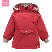 Meanbear春秋款 男童户外防风防雨中大童可拆帽外套女童风衣英伦风