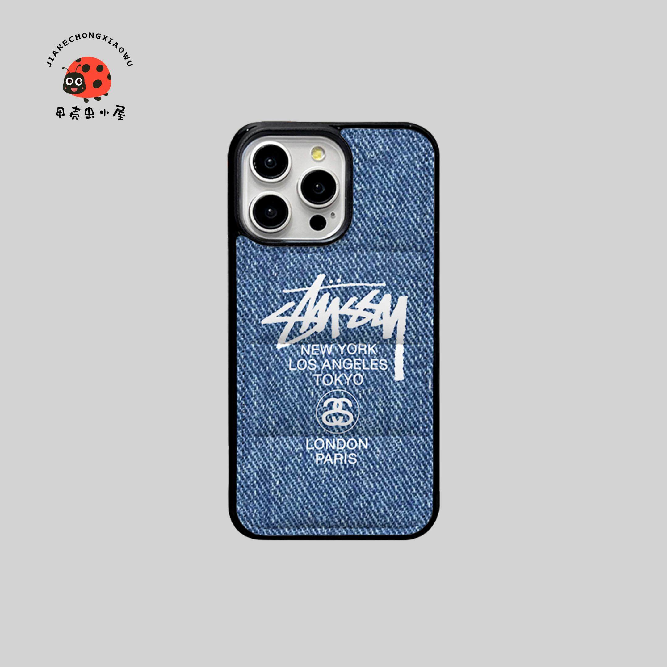 潮牌充棉牛仔裤斯图西羽绒服适用苹果16pro手机壳iPhone16promax个性15promax创意14promax防摔13pro保护套12