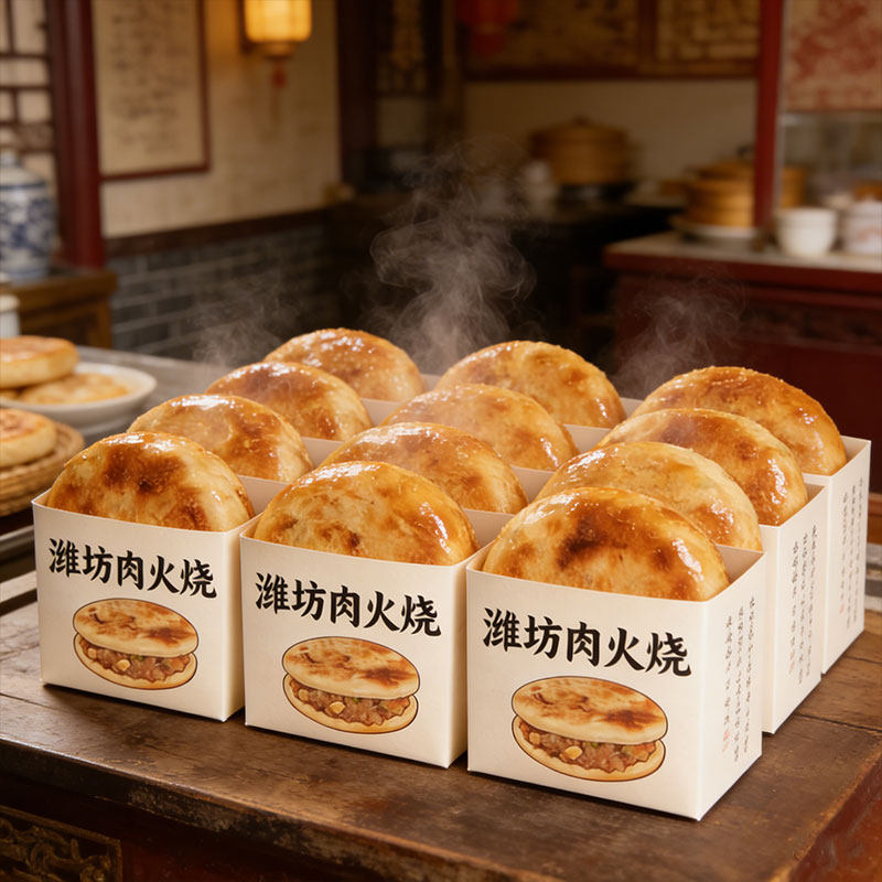 【买8个送8个】潍县肉火烧鲜肉馅饼猪肉饼烧烤小饼真空包装摆摊