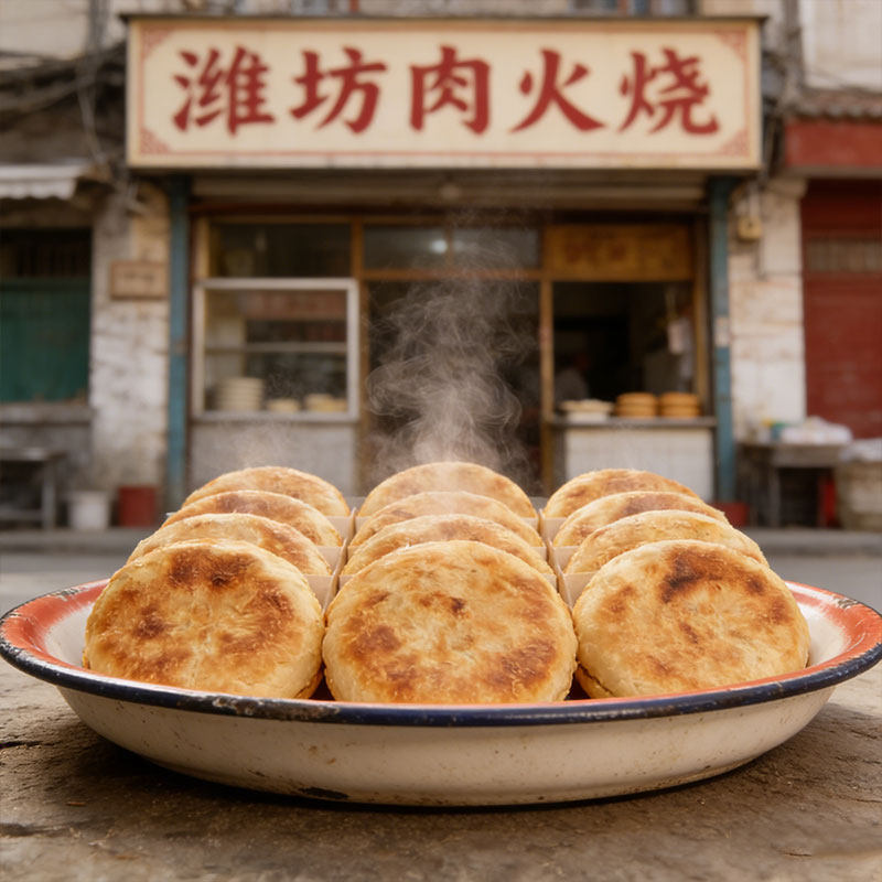 【买2送2】潍县肉火烧早餐半成品速食软面酥皮潍坊特产真空猪肉