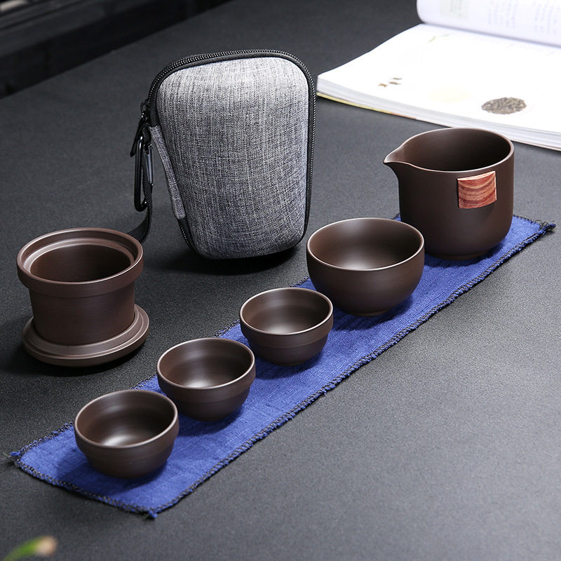 紫砂旅行茶具便携快客杯一体收纳