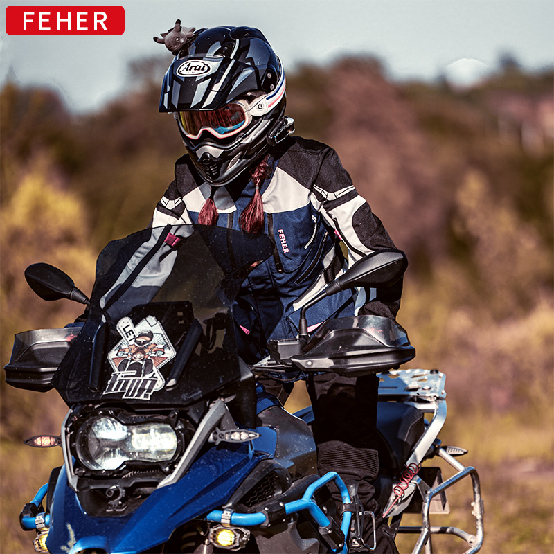 飞儿秋冬摩托车拉力骑行服女摩托四季保暖防雨抗摔耐磨机车服套装
