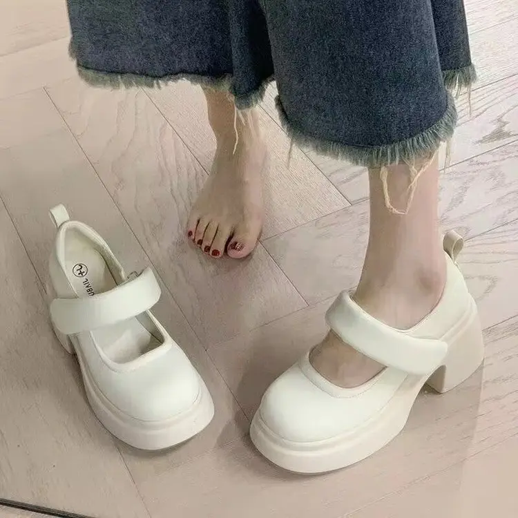 休闲气质厚底粗跟玛丽珍鞋女2025秋季新款百搭增高单鞋女小皮鞋潮