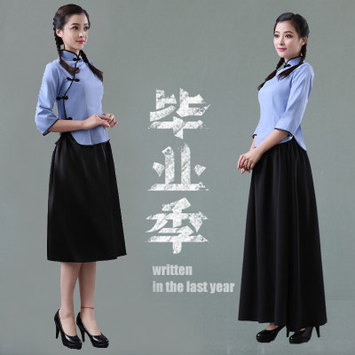 出租民国风五四青年学生装中山装合唱朗诵舞台表演演出服装租赁 - 实物图
