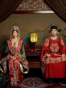 出租汉服明制中式婚服新郎新娘凤冠霞帔嫁衣古代汉服配饰汉婚出租