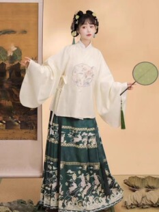 出租伴娘服原创马面裙明制汉服女一整套圆领袍补服超仙双子装租赁