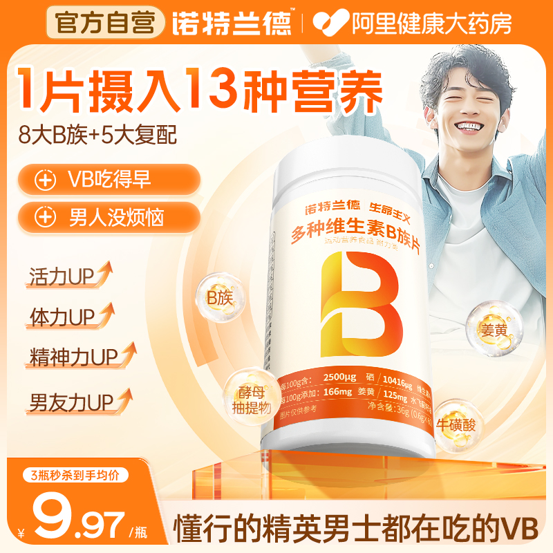 诺特兰德多种维生素B族b1b2牛磺酸水飞蓟籽油vb硒0.6克*60片/瓶
