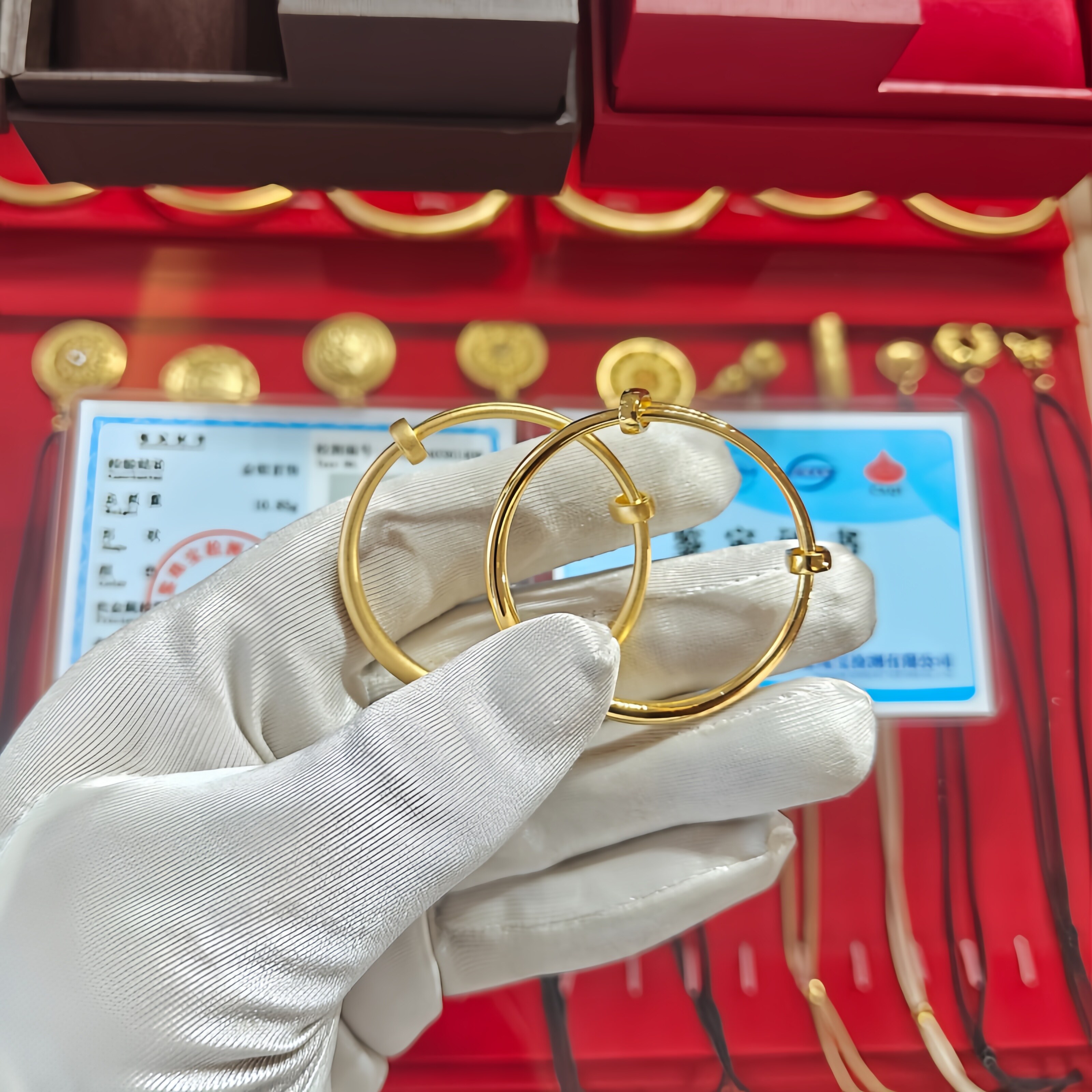 金包银推拉古法宝宝手镯
