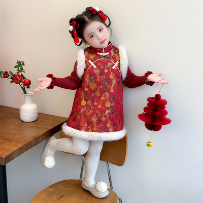 实体品质女童加厚新中式拜年服