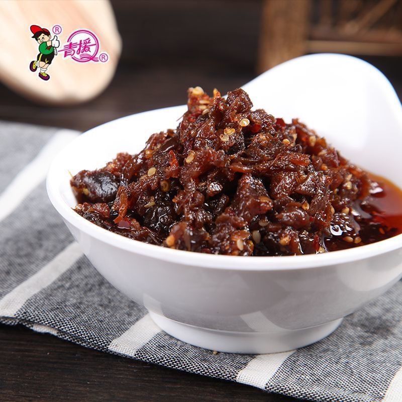 青援香菇酱400香辣脆香辣特产牛肉下饭酱瓶装牛肉酱山东特产