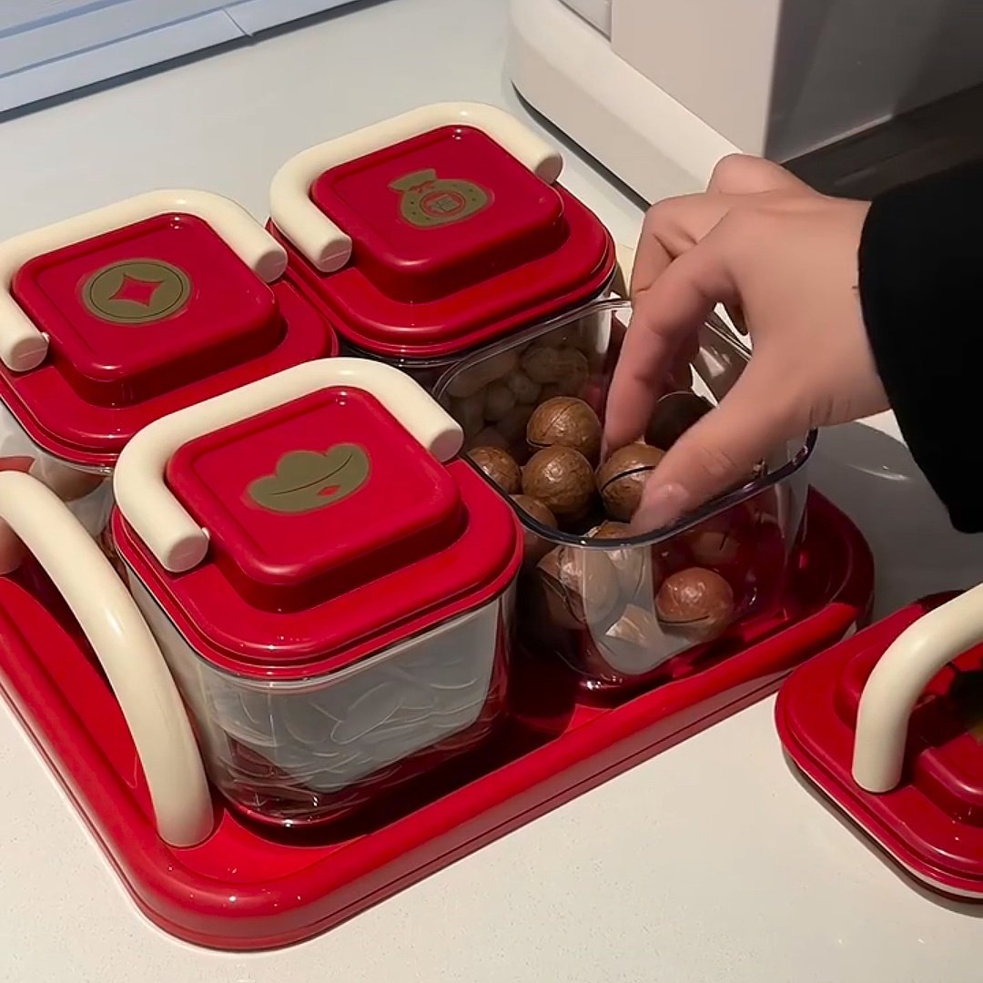 干果盘2026新款客厅茶几家用坚果盘过年零 食糖果分格密封摆放盒,家居饰品,果盘/果篓,淘宝优惠券,粉丝福利购,淘宝优惠卷